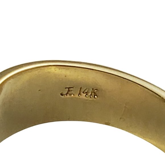 Vintage 14 Karat Yellow Gold Diamond and Natural Emerald Ring Size 6.25 #10565 - Picture 6 of 8